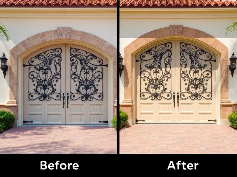 Before and after garage door installation in Pittsford NY