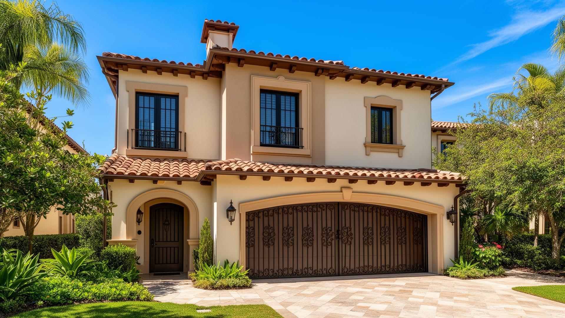 Luxury Spanish colonial style garage door installation in Pittsford NY